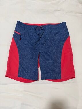 Men's Vineyard Vines Navy and Red Swim Trunks with Side Zip Pocket